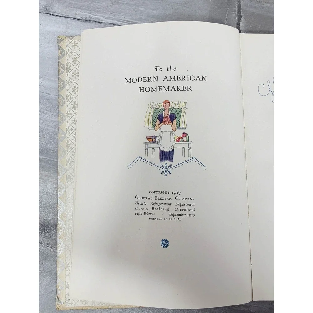 Electric Refrigerator Recipes & Menus 5th ed 1929 VINTAGE General‎ Electric